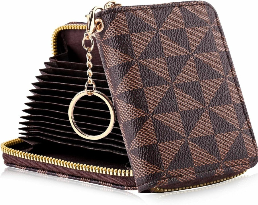 MOCCNT Moccnt Keychain Credit Card Wallets For Women Leather Zipper Card Case Rfid Credit Card Holder Wallet For Women With Keychain | Card & ID Cases