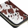 OTVEE Otvee Brown Animal Cow Print Rfid Credit Card Wallet, Microfiber Leather Zipper Card Case Holder For Women | Card & ID Cases