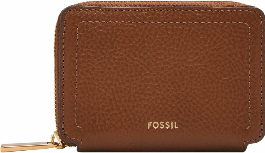 Fossil Fossil Women'S Logan Litehide Leather Rfid Blocking Zip Around Card Case Wallet, Medium Brown (Model: Sl10045200) | Card & ID Cases