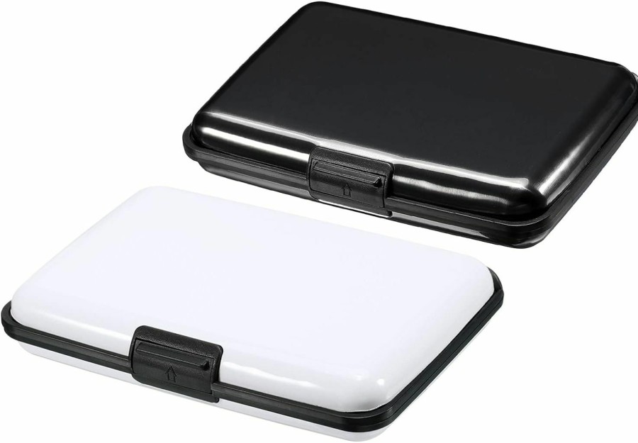 PATIKIL Patikil Mini Rfid Wallet Credit Card Holder, 2 Pack Aluminum Purse 6 Slots Case For Business Card Id Card, Black And White | Card & ID Cases