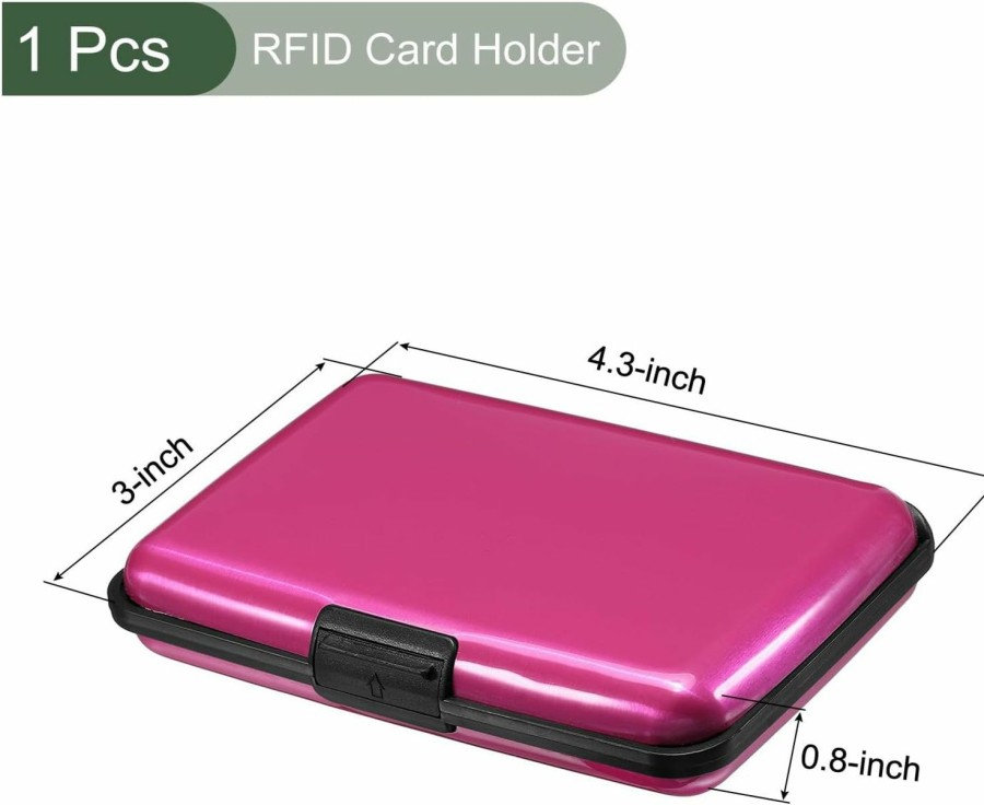 YOKIVE Yokive 1 Pcs Rfid Credit Card Holder, Aluminum Men Women Wallet | Metal Hard Case, Great For Business Cards, Access Cards (Rose Red, 4.3-Inch) | Card & ID Cases