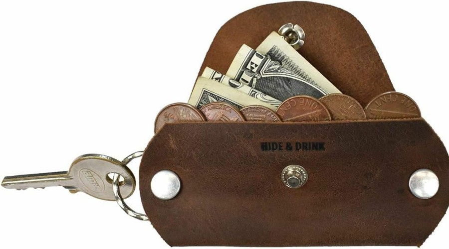 Hide & Drink Hide & Drink, Leather Wallet Keychain, Key Holder Organizer, Everyday Accessories, Handmade :: Bourbon Brown | Card & ID Cases