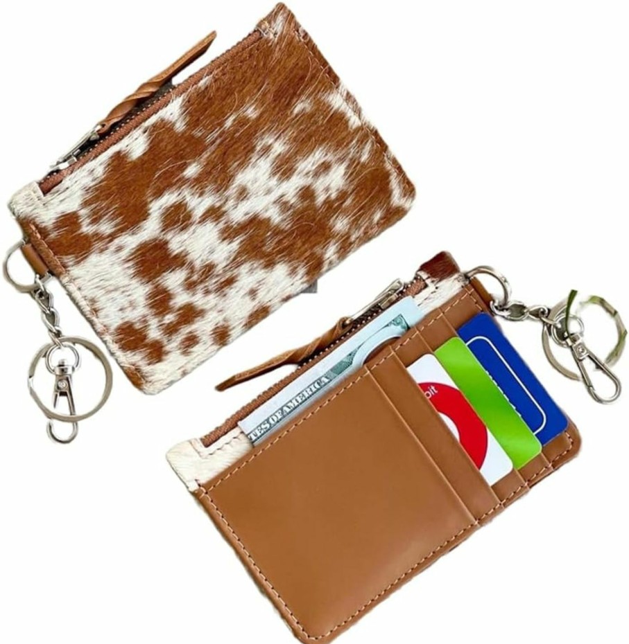 90sleatherjacket Chic Cowhide Keychain Wallet With Credit Card Holder, Coin Purse - Ideal Gifts For Her | Card & ID Cases