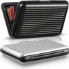 BBTO 2 Pieces Credit Card Holder Slim Mini Rfid Blocking Credit Card Protector Aluminum Business Card Case Metal Id Organizer Wallet With 7 Slots For Women Men (Black, Silver) | Card & ID Cases