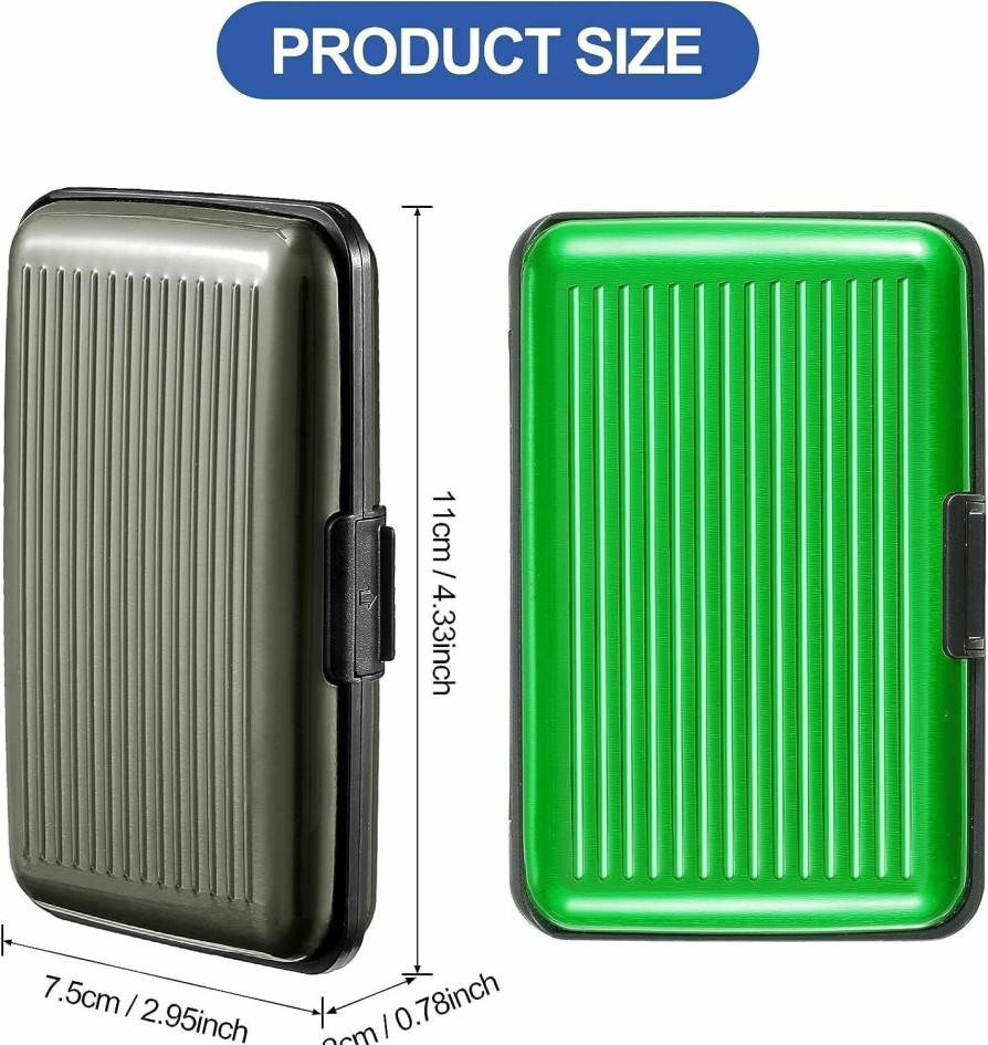 Generic 2 Pieces Credit Card Holder Slim Mini Rfid Blocking Credit Card Protector Aluminum Business Card Case For Women Men (Green, Gray) | Card & ID Cases